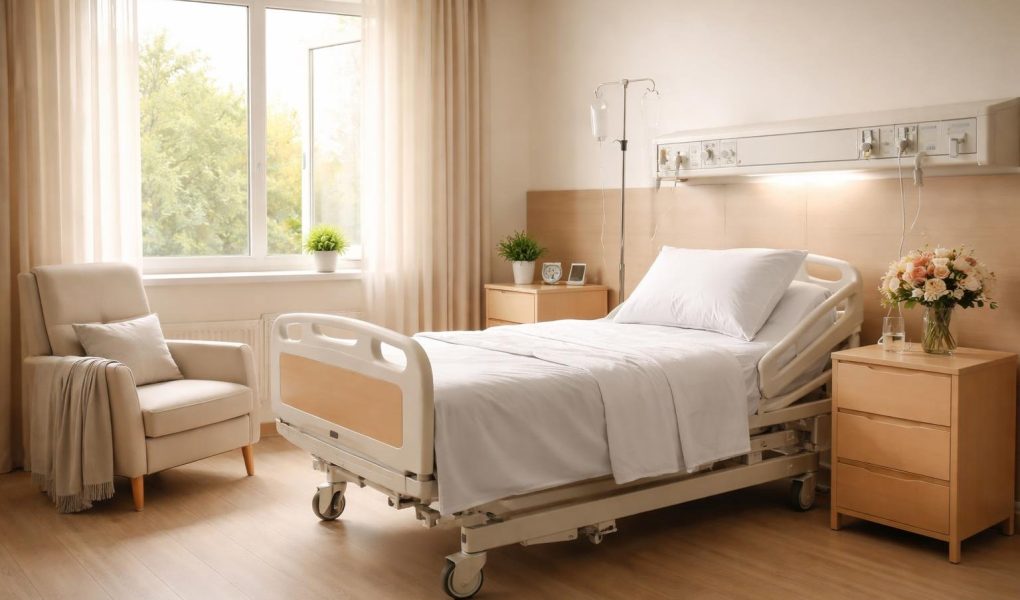 chambre-hopital-lit-vide-fleurs-fenetre